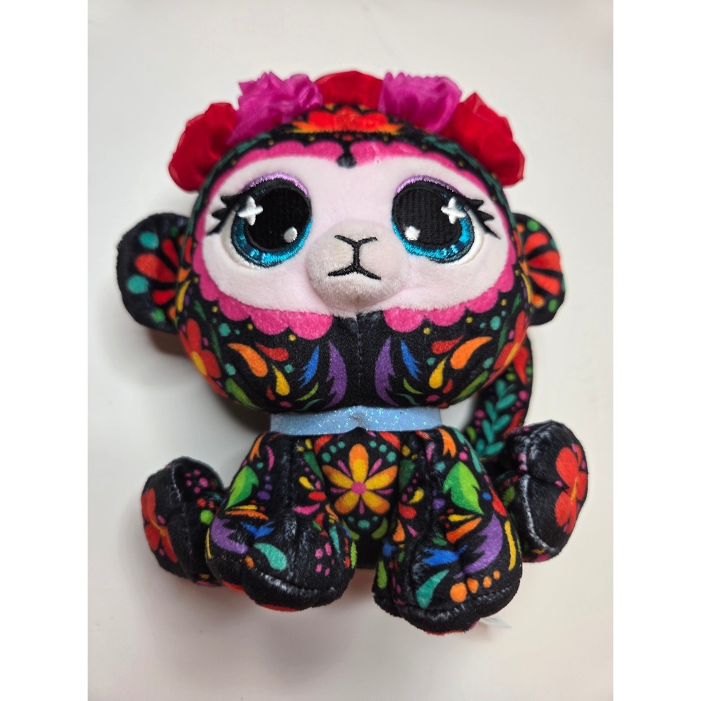 Gund P.Lushes Pets Sofia‎ Lopez Monkey Plush Day of the Dead Floral Black 7 inch